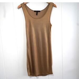 BCBGMaxazria Y2K Gold Glitter Sparkle Scoop Tank Dress Mob Wife Size Small